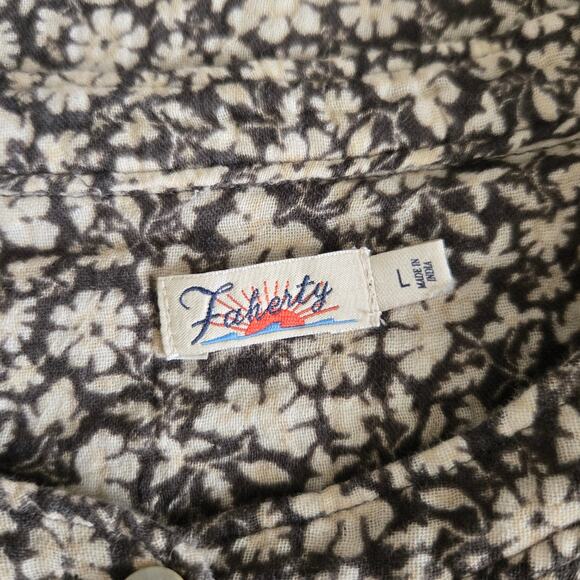 Faherty Dream Cotton Desmond Top Nusafloral Olive Organic Cotton Women Large - Picture 10 of 12